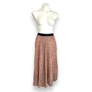 Maxi Skirt Size XL Accordion Pleated Chiffon Mob Wife Cheetah Brown Black WD.NY
